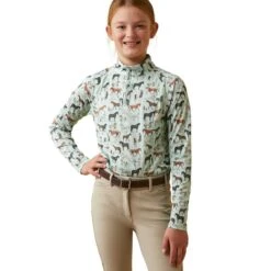 Ariat Sunstopper 2.0 Girls Quarter Zip - Aqua Herd