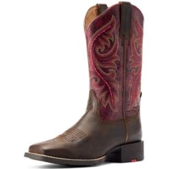 Ariat Round Up Back Zip Ladies Western Boot - Raspberry