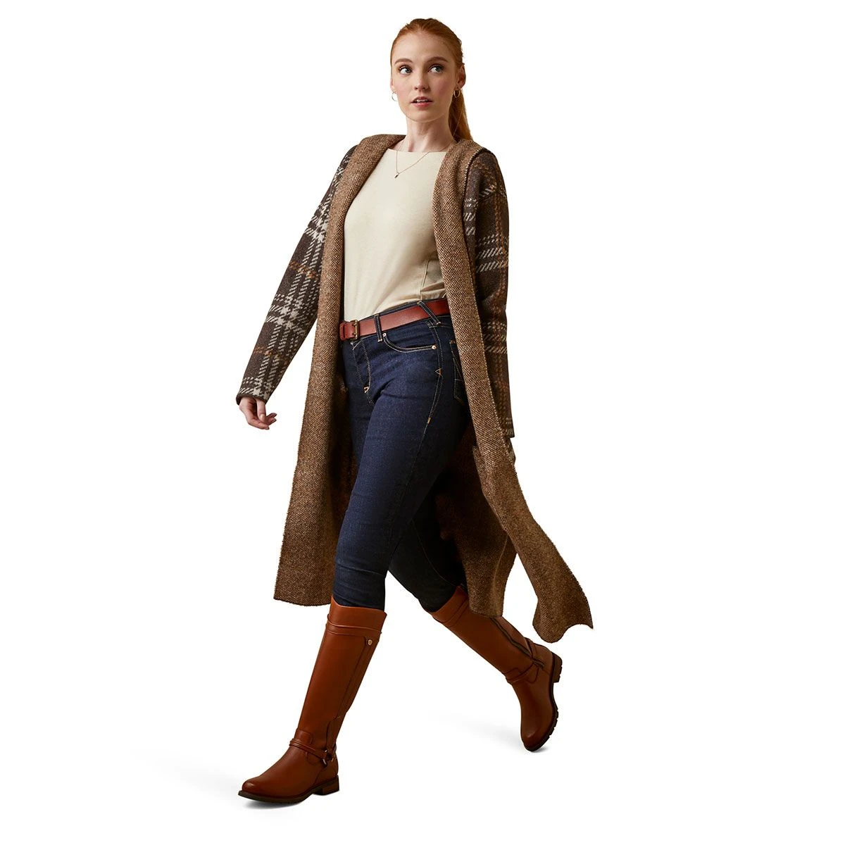 Ariat Saratoga Ladies Cardigan- Mole Plaid 4 Ariat Saratoga Ladies Cardigan- Mole Plaid - Image 2