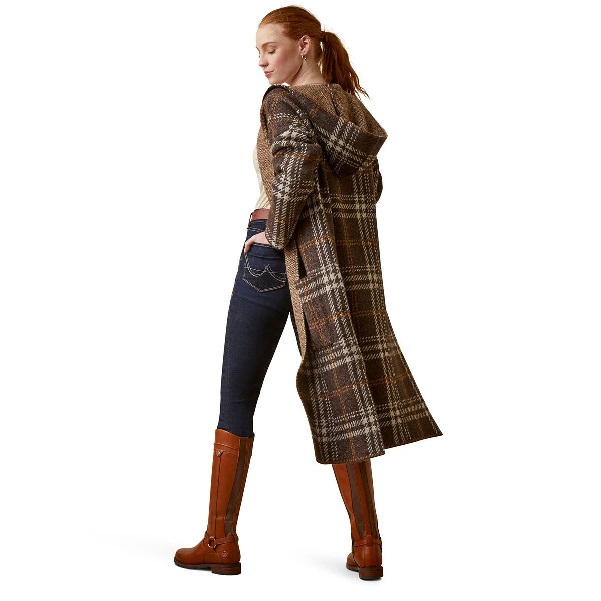 Ariat Saratoga Ladies Cardigan- Mole Plaid 5 Ariat Saratoga Ladies Cardigan- Mole Plaid - Image 3