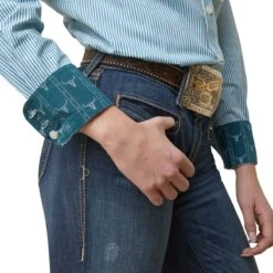 Ariat Kirby Ladies Western Shirt - Teal Stripe -Sports-Equestrian Supplies 10046700 c1168 alt2 fysrdfxjw1s8lome