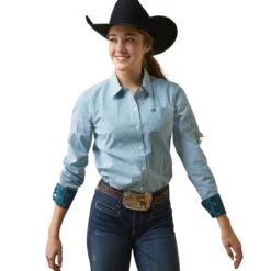 Ariat Kirby Ladies Western Shirt - Teal Stripe
