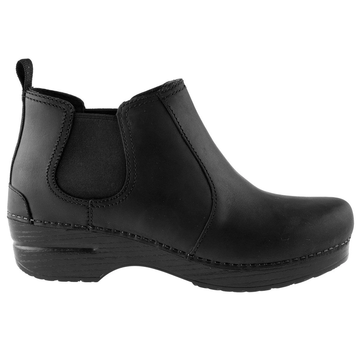 Dansko Frankie Black Oiled Jodpur Style Stapled Ladies Clog 4 Dansko Frankie Black Oiled Jodpur Style Stapled Ladies Clog - Image 2