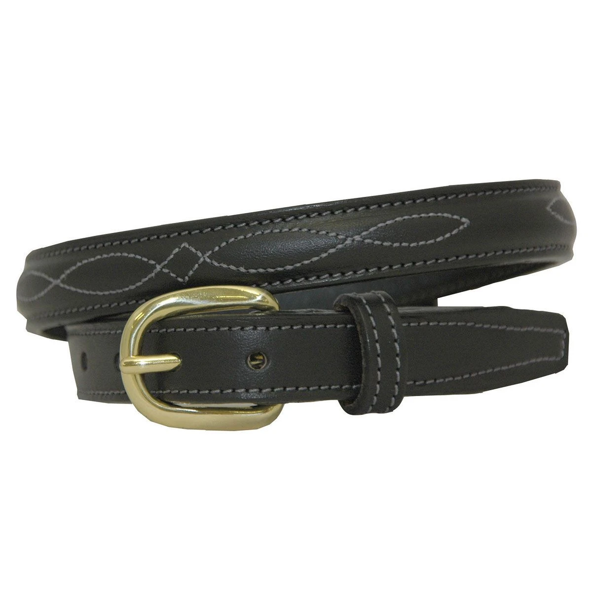 Raised Fancy Stitch .75 Inch Black Unisex Belt 3 Raised Fancy Stitch .75 Inch Black Unisex Belt