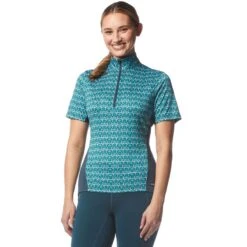 Kerrits Always Cool Ice Fil Short Sleeve Ladies Quarter Zip - Peacock