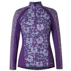 Kerrits Always Cool Ice Fil Long Sleeve Ladies Quarter Zip- Iris -Sports-Equestrian Supplies 40484k ir c1157 alt2 i95rokw0nrt7xyje