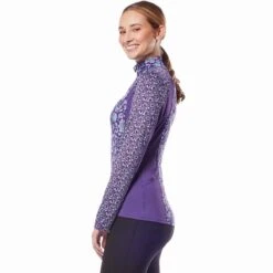 Kerrits Always Cool Ice Fil Long Sleeve Ladies Quarter Zip- Iris -Sports-Equestrian Supplies 40484k ir c1157 alt3 4k8dzhsgpc9ol0pm