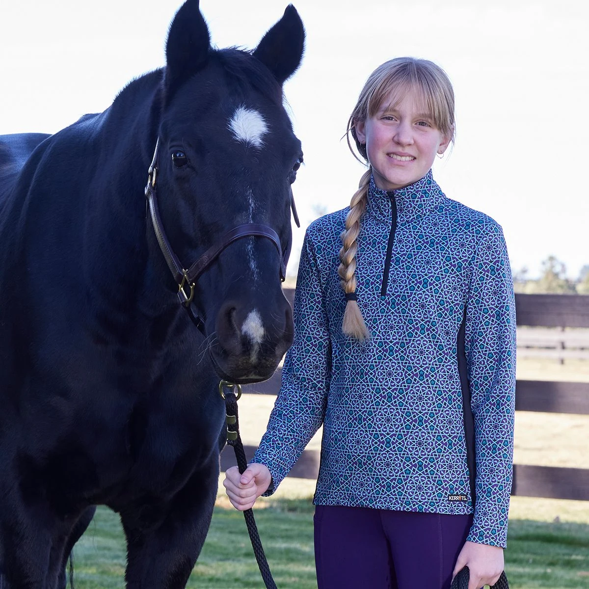 Kerrits Iris Starlight Rail Side Quarter Zip Girls Technical 4 Kerrits Iris Starlight Rail Side Quarter Zip Girls Technical - Image 2