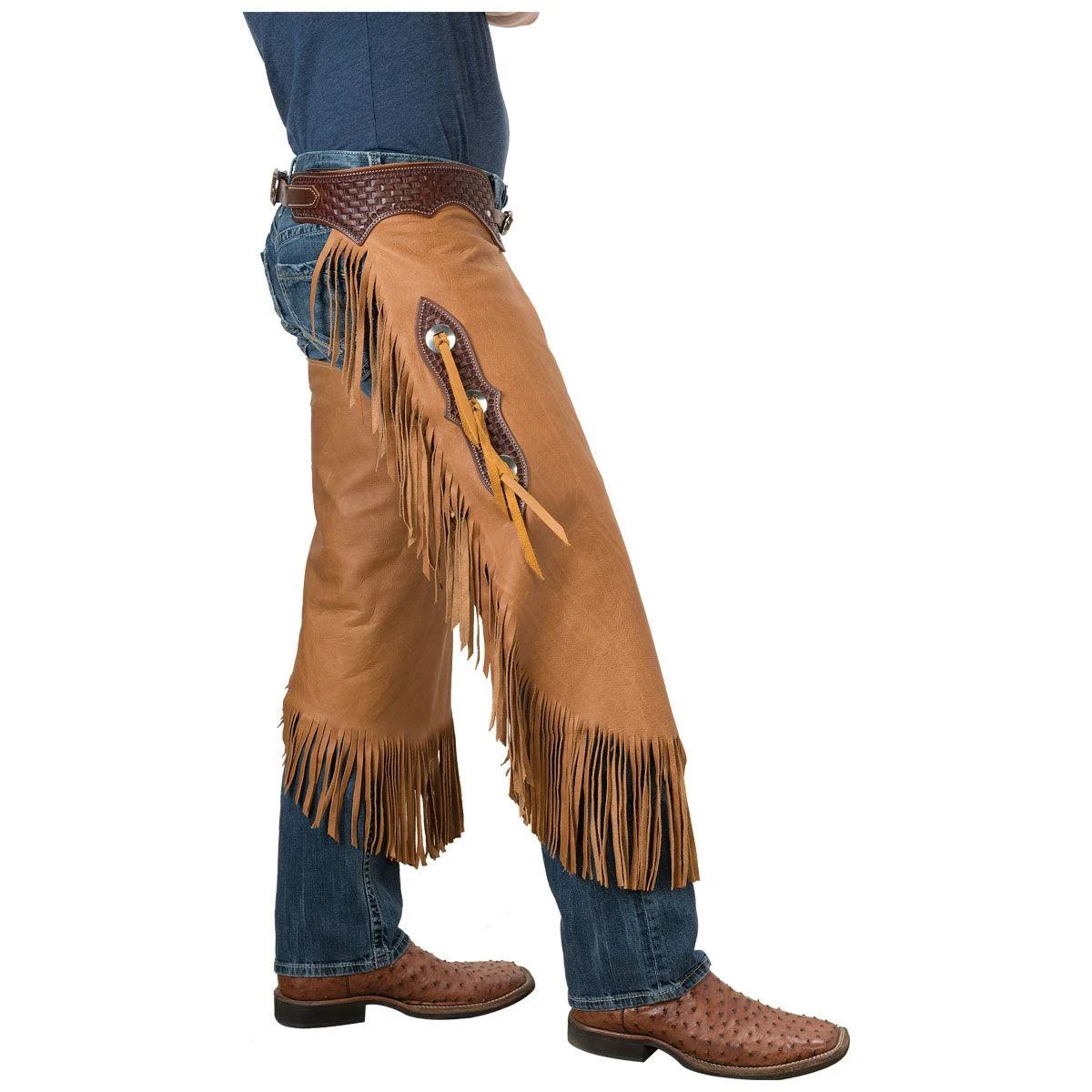 Weaver Leather Weaver Top Grain Leather Chinks With Basketweave Yoke 4 Weaver Leather Weaver Top Grain Leather Chinks With Basketweave Yoke - Image 2