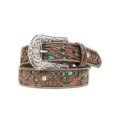 Ariat Tooled Turquoise Inlay Ladies Belt 3 Ariat Tooled Turquoise Inlay Ladies Belt