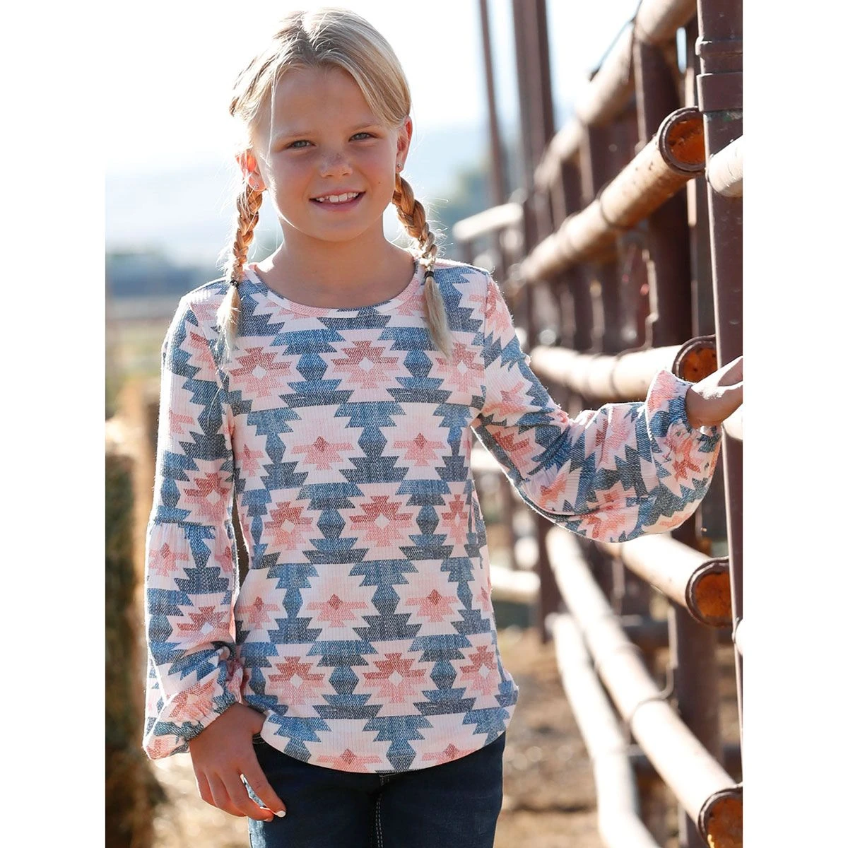 Cruel Girl Pink Aztec Long Sleeve Girls Top 3 Cruel Girl Pink Aztec Long Sleeve Girls Top