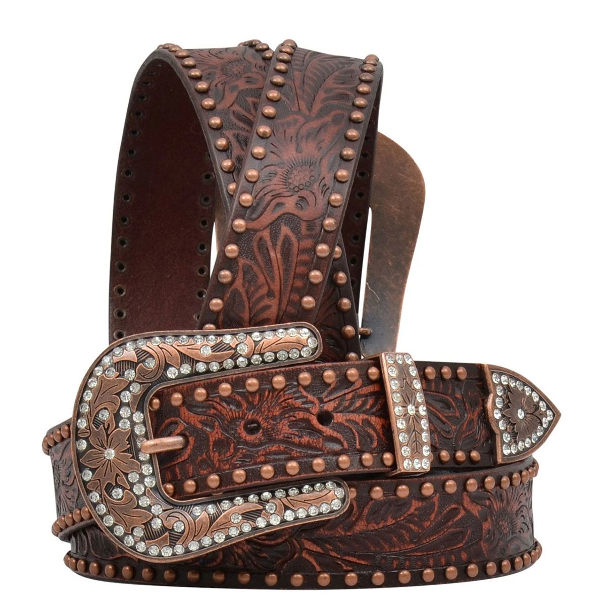 Angel Ranch Vintage Floral Embossed Ladies Belt 4 Angel Ranch Vintage Floral Embossed Ladies Belt - Image 2