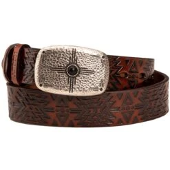 Hooey Brown Aztec Leather Ladies Belt - Thunderbird Buckle