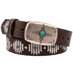 Hooey Aztec Embroidery Leather Ladies Belt
