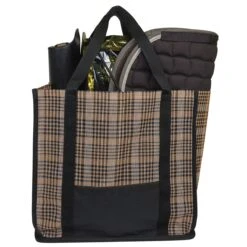 Large Mesh Plaid Tote Bag
