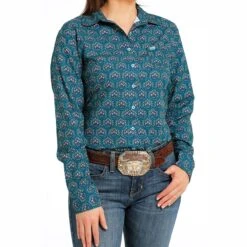 Cinch Teal Paisley Ladies Western Shirt -Sports-Equestrian Supplies msw9163017 c1168 alt3 dvz4xnnn59s8ukz5
