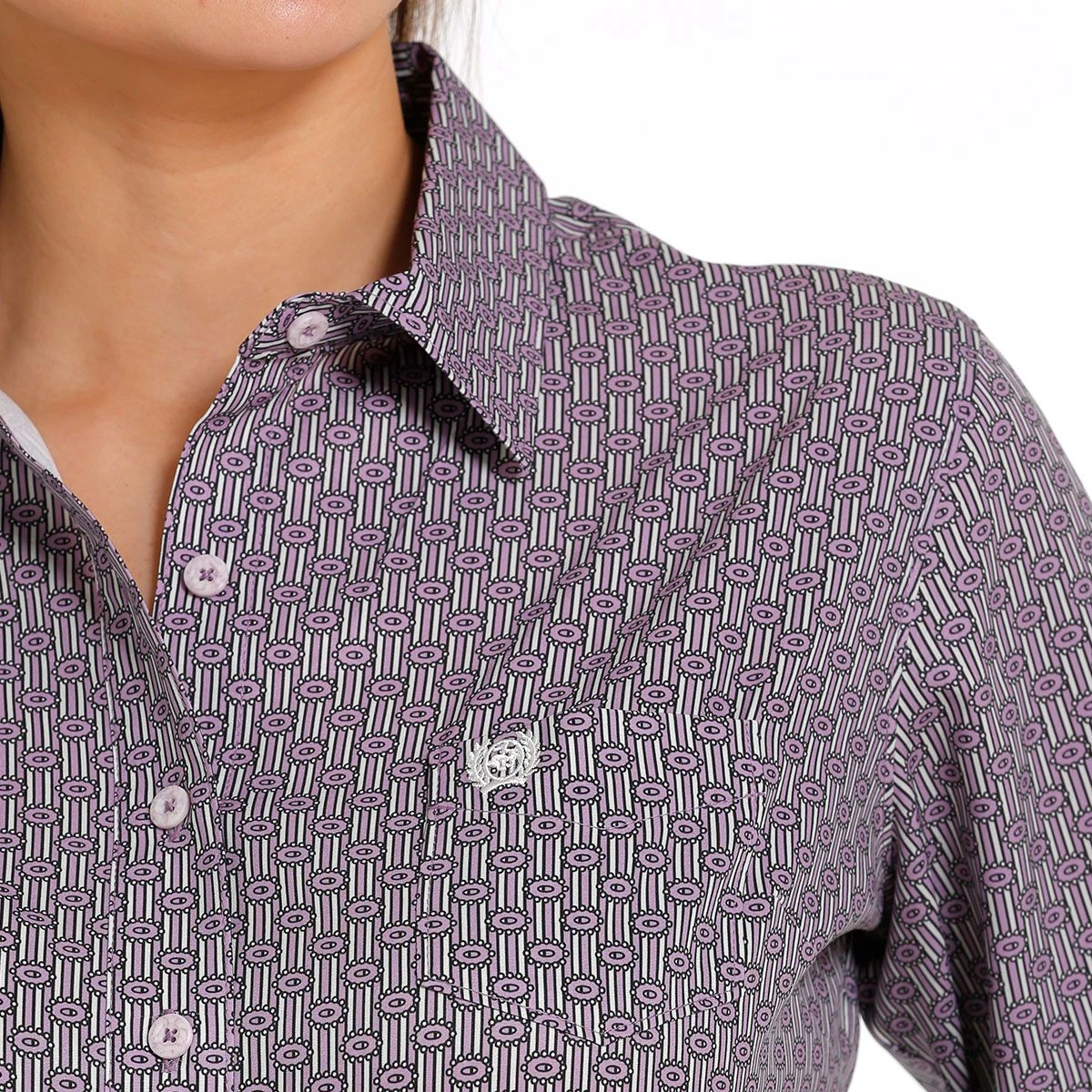 Cinch ArenaFlex Lavender Print Ladies Western Shirt 4 Cinch ArenaFlex Lavender Print Ladies Western Shirt - Image 2