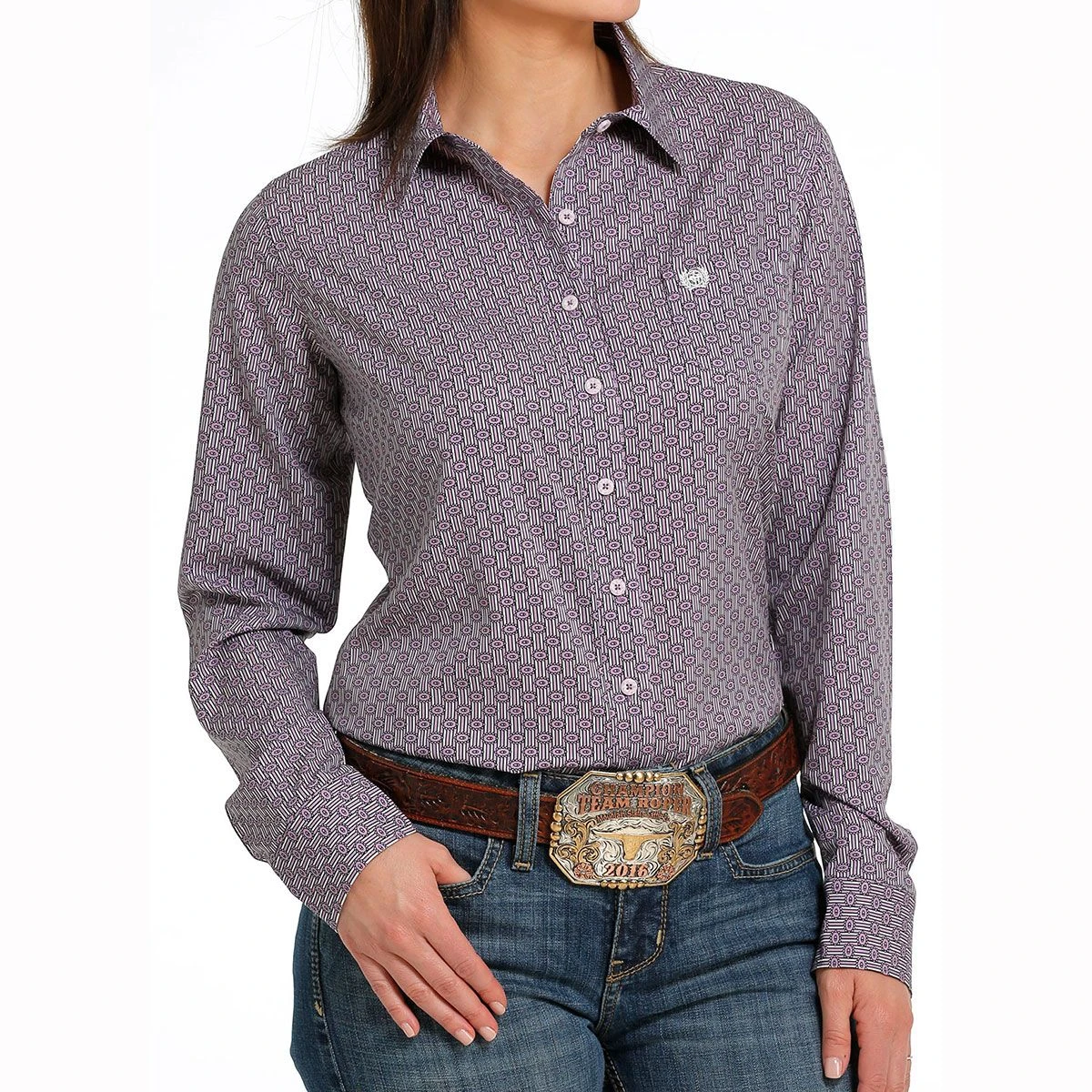 Cinch ArenaFlex Lavender Print Ladies Western Shirt 5 Cinch ArenaFlex Lavender Print Ladies Western Shirt - Image 3
