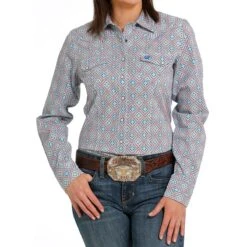 Cinch Blue Squares Ladies Western Shirt