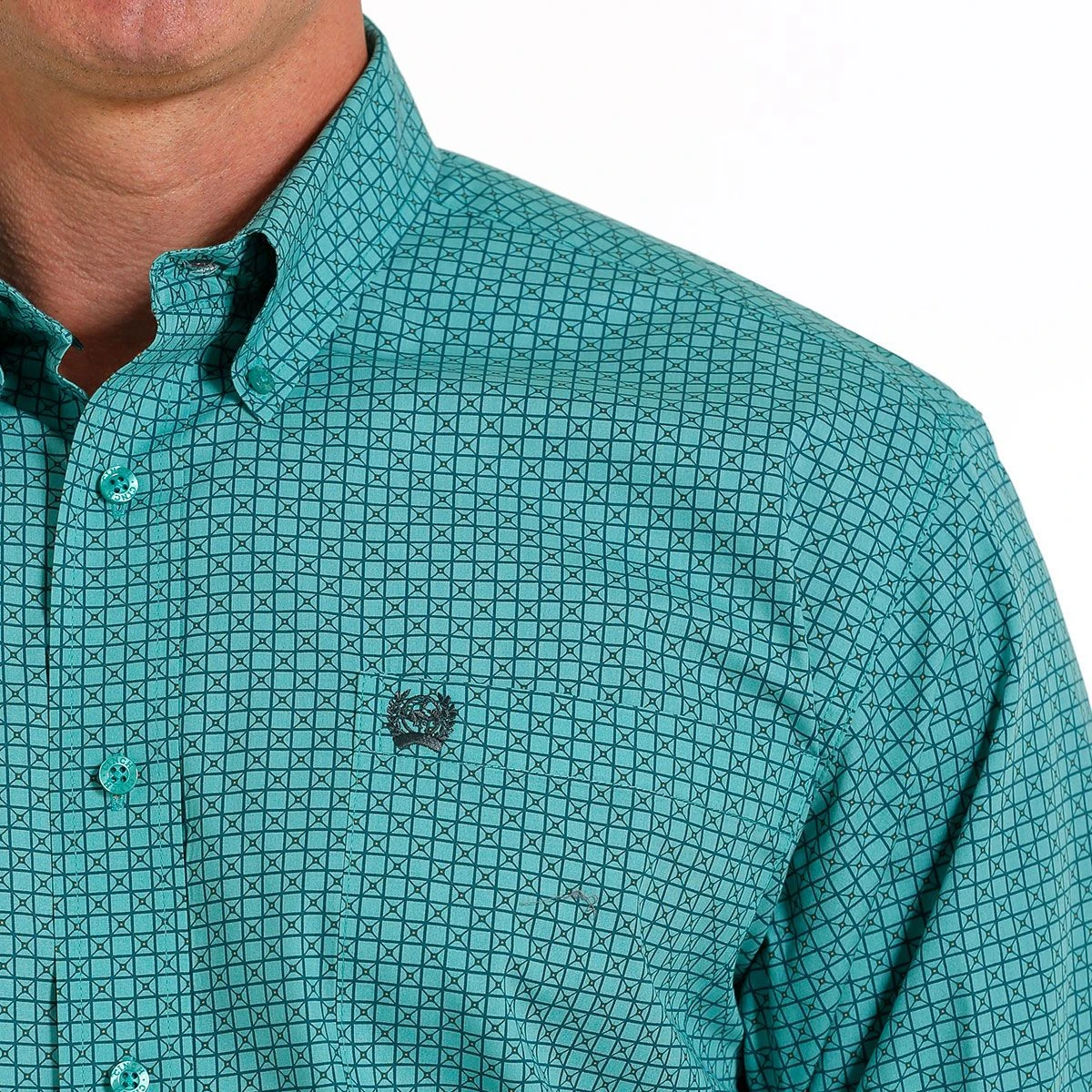 Cinch Turquoise Check Mens Western Shirt 4 Cinch Turquoise Check Mens Western Shirt - Image 2
