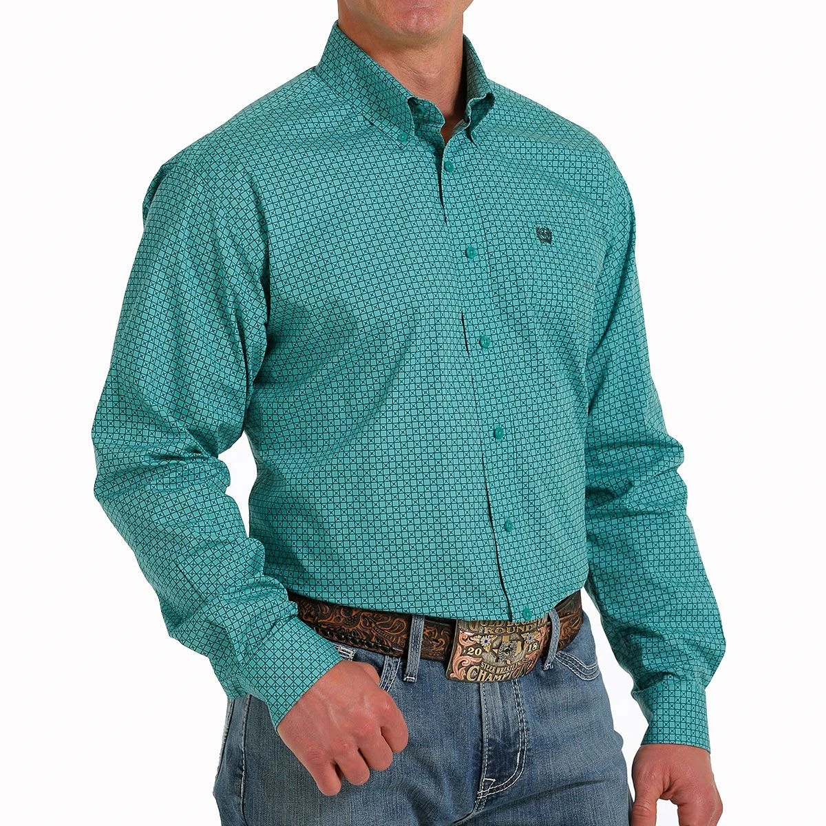 Cinch Turquoise Check Mens Western Shirt 5 Cinch Turquoise Check Mens Western Shirt - Image 3