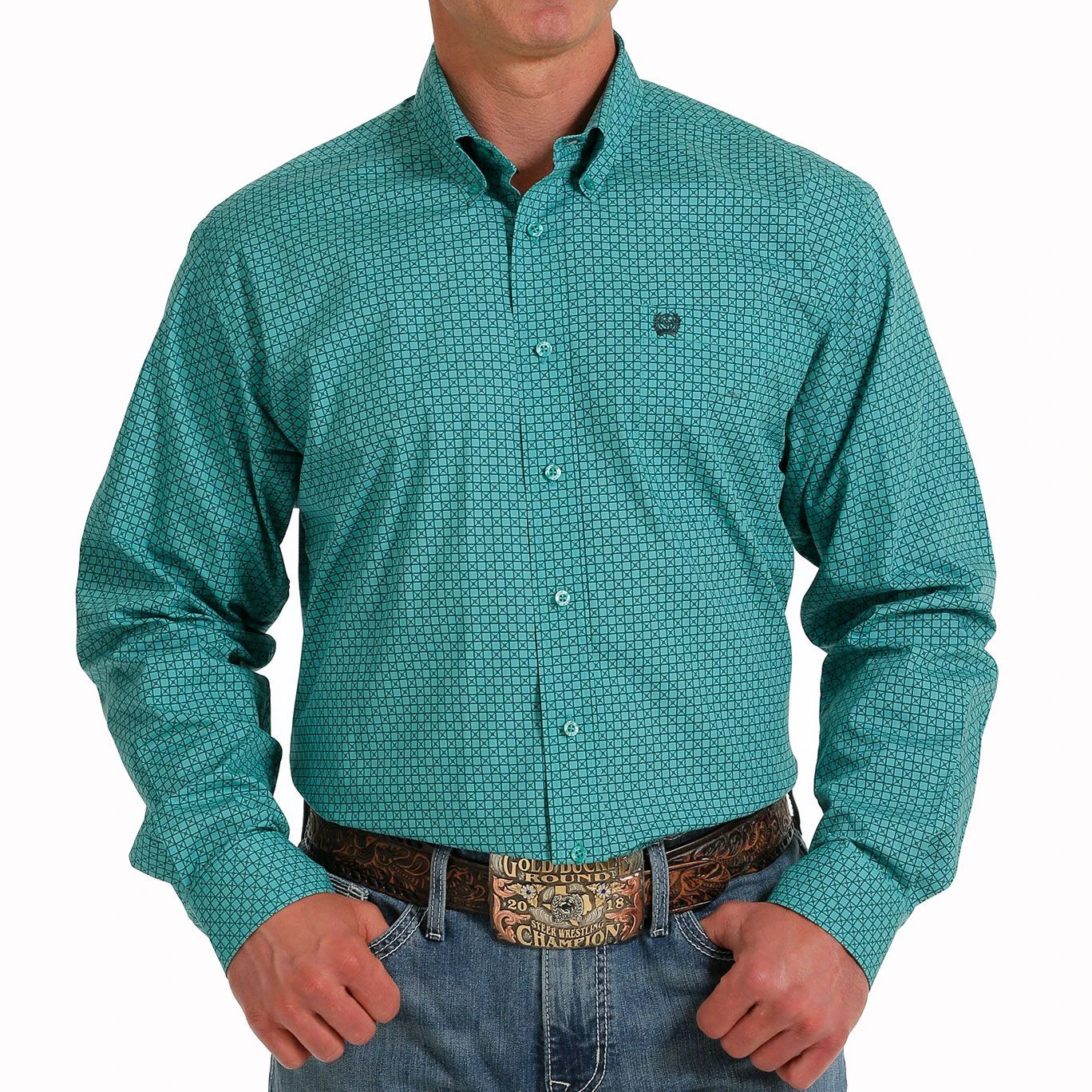 Cinch Turquoise Check Mens Western Shirt 3 Cinch Turquoise Check Mens Western Shirt