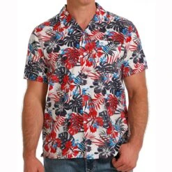 Cinch Patriotic Hawaiian Short Sleeve Button Down Mens Shirt -Sports-Equestrian Supplies mtw1401031 c1172 alt4 7mxlungpdl5bkblk