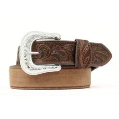 Nocona Saddle Tooled End Mens Belt