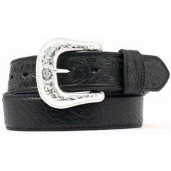 Nocona Western Tooled Tabs Black Mens Belt