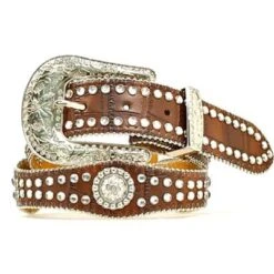 Nocona Girls Western Belt With Rhinestone Conchos