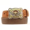 Nocona Two Tone Leather Boys Belt With Longhorn Buckle