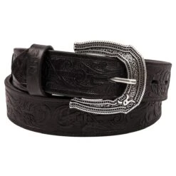 Hooey Roughy Black Arrow And Filigree Embossed Mens Belt
