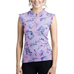 Kastel Denmark Ruffle Lilac Fleur Sleeveless Ladies Quarter Zip